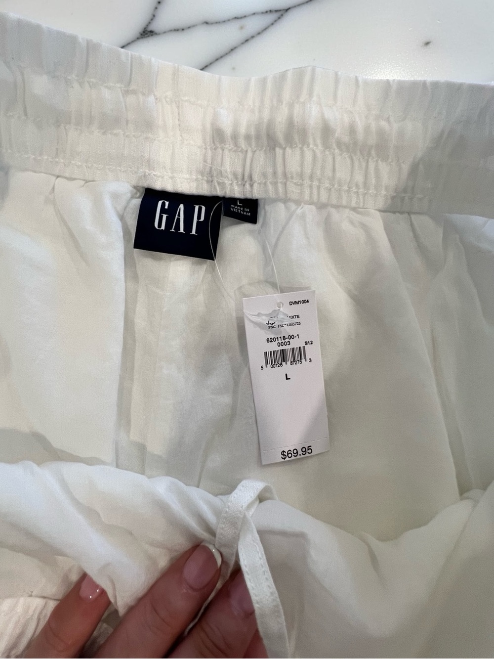 GAP White Linen-Cotton Drawstring Bottom